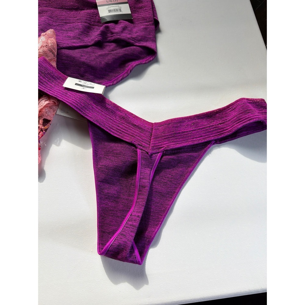 No Boundaries  Panty Bundle 5 Pack Hipster Thong Lace Seamless Purple Pink L 7 - Picture 6 of 7
